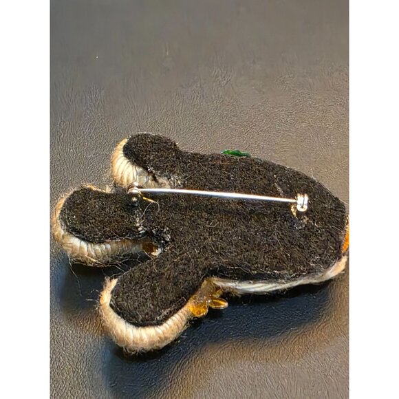 Handcrafted Face Brooch With Floral Accents & Rhinestones - Picture 4 of 10